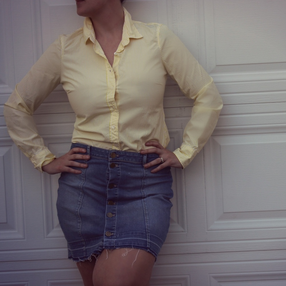 J. Crew Yellow mini Gingham button down